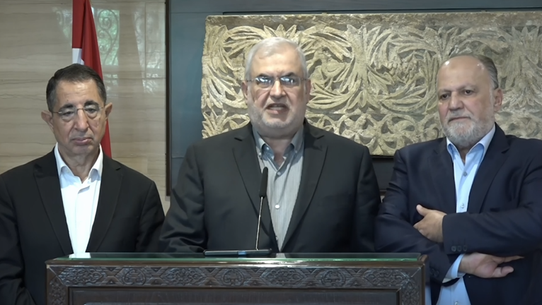 Head of Loyalty to Resistance bloc Mohammad Raad, MP ali Ammar, MP Hussein Al-Hajj Hasan